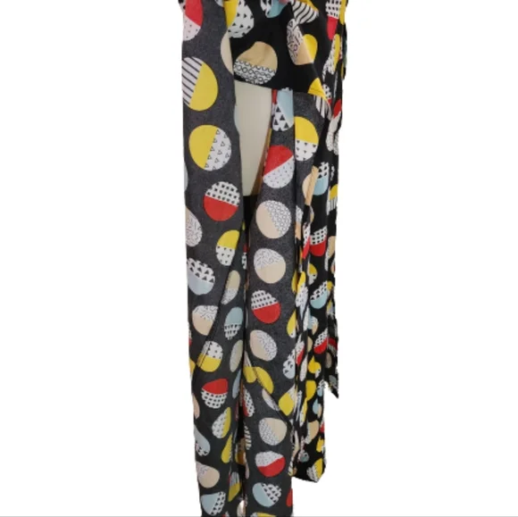 Pants Wide Leg Wrap Hem Geo Print Multicolor Red Multi Plus Size 1X - Picture 7 of 14